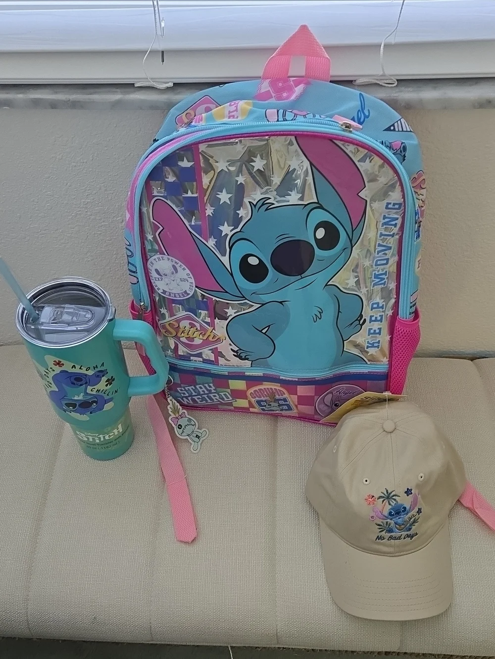 Disney Kids Stitch Backpack and Tumbler Set - Blue, Pink, Teal